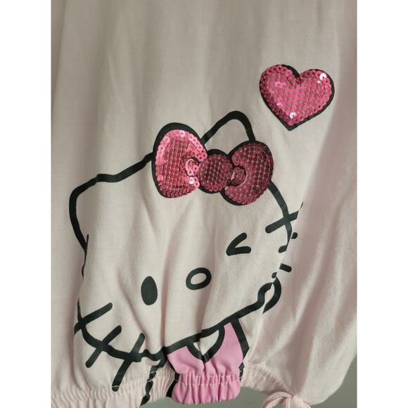Hello Kitty Sequin Pink Long Sleeve Graphic Tee Girls Size 6 - Picture 2 of 4